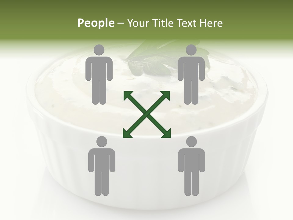 A White Bowl With A Green Leaf On Top Of It PowerPoint Template