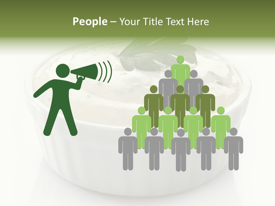 A White Bowl With A Green Leaf On Top Of It PowerPoint Template