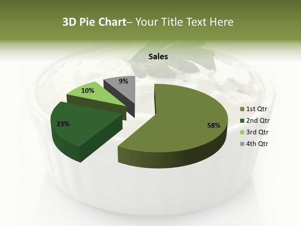 A White Bowl With A Green Leaf On Top Of It PowerPoint Template