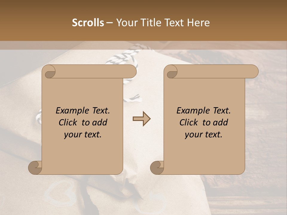A Knife And Some Wrapped Presents On A Table PowerPoint Template