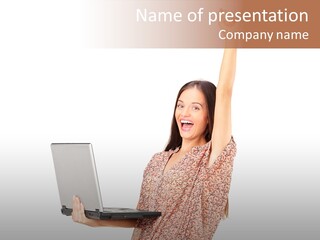 Businesswoman Hand Standing PowerPoint Template