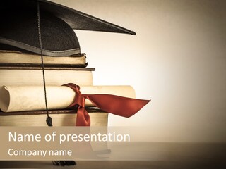 Academic Mortar Board Landscape Orientation PowerPoint Template