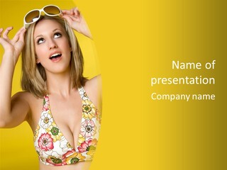 Girl Bathingsuit Pretty PowerPoint Template