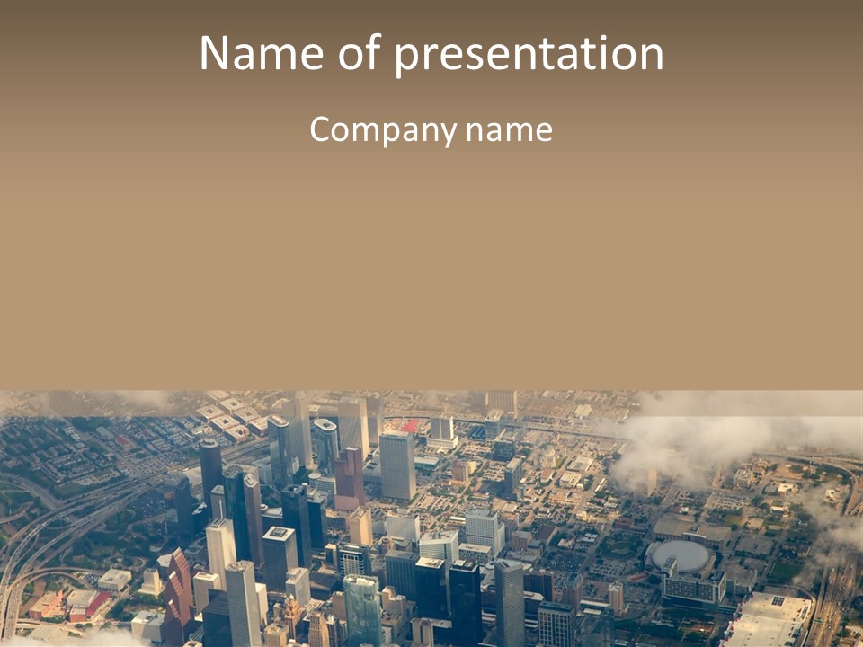 Aerial Airplane Buildings PowerPoint Template