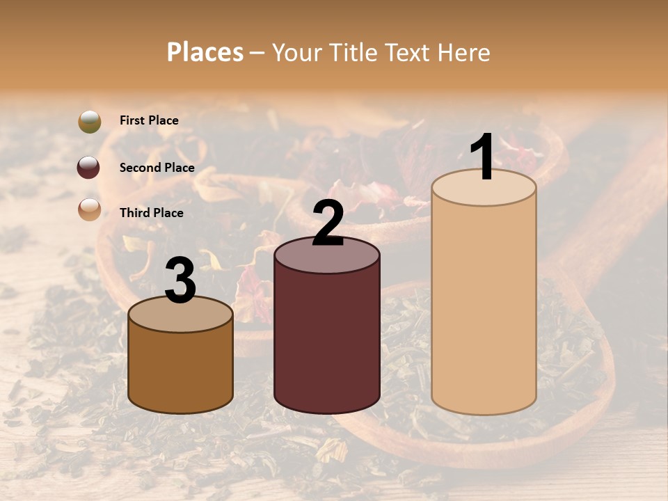 A Group Of Wooden Spoons Filled With Different Types Of Tea PowerPoint Template