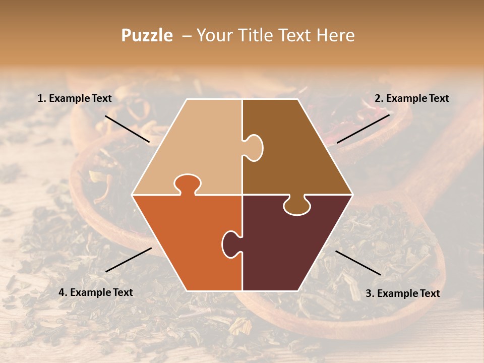A Group Of Wooden Spoons Filled With Different Types Of Tea PowerPoint Template