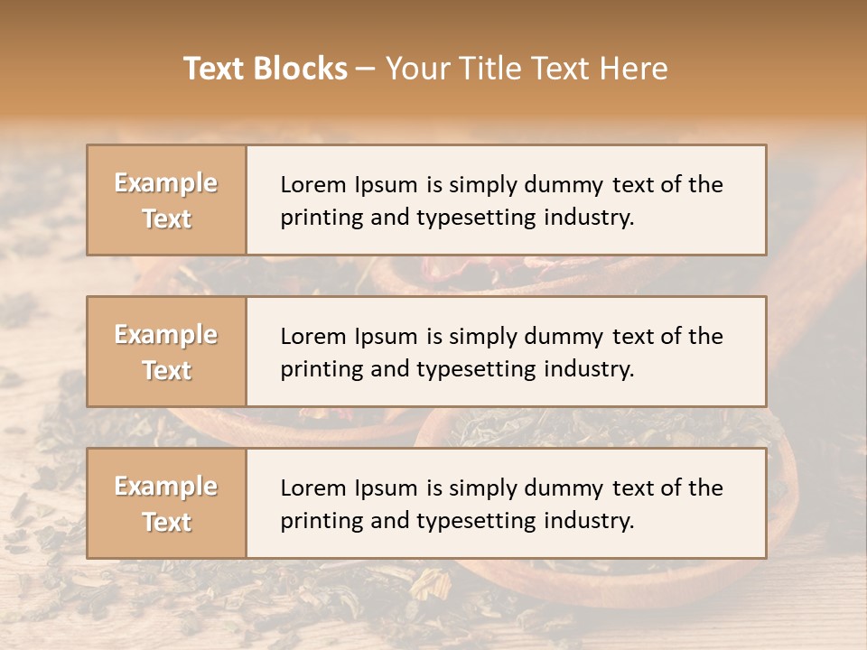 A Group Of Wooden Spoons Filled With Different Types Of Tea PowerPoint Template