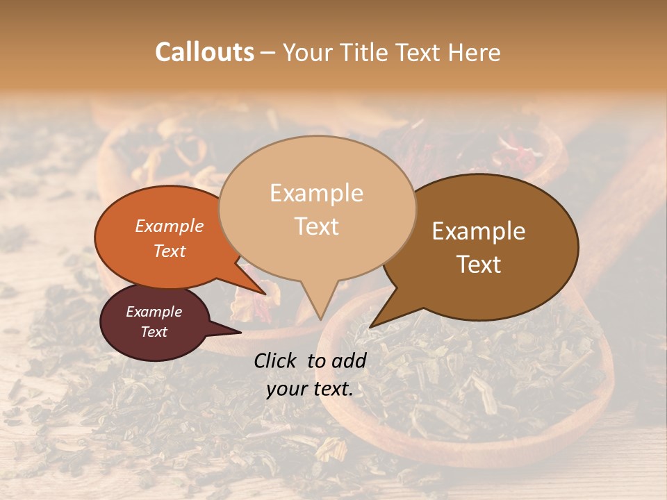 A Group Of Wooden Spoons Filled With Different Types Of Tea PowerPoint Template