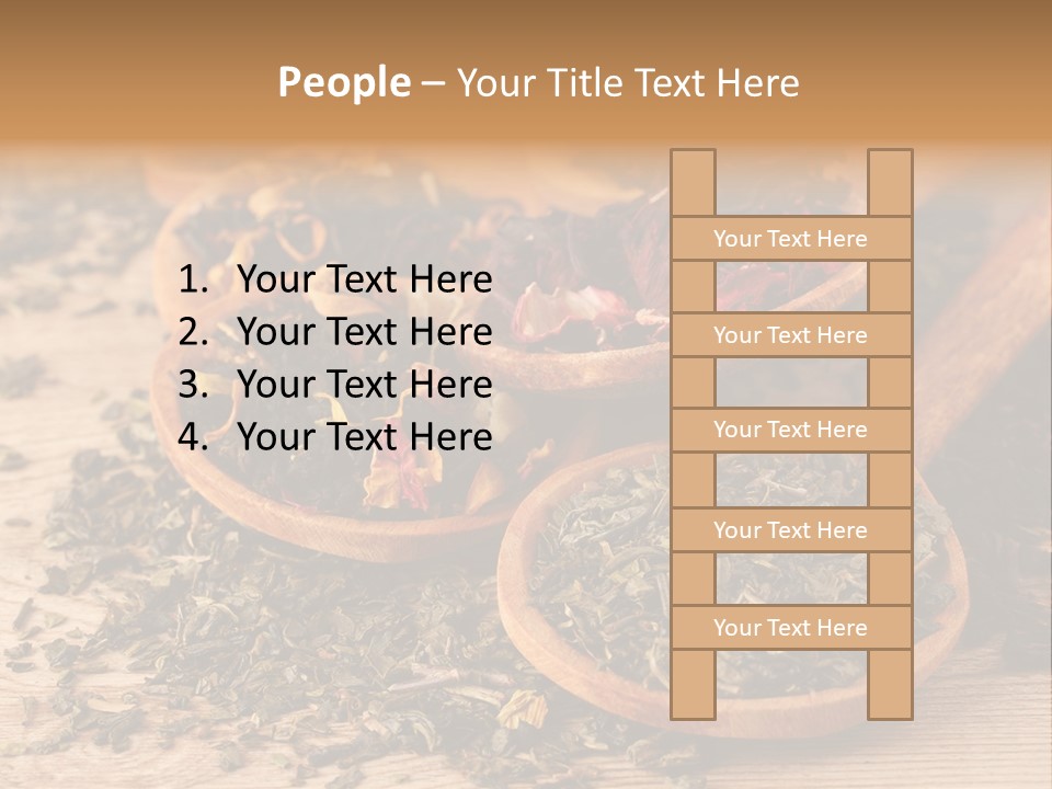 A Group Of Wooden Spoons Filled With Different Types Of Tea PowerPoint Template