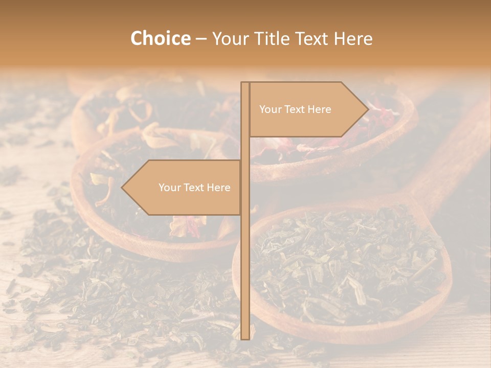 A Group Of Wooden Spoons Filled With Different Types Of Tea PowerPoint Template