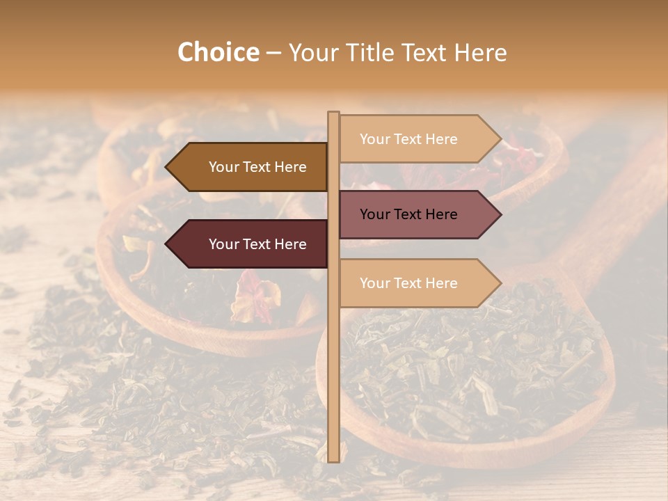 A Group Of Wooden Spoons Filled With Different Types Of Tea PowerPoint Template
