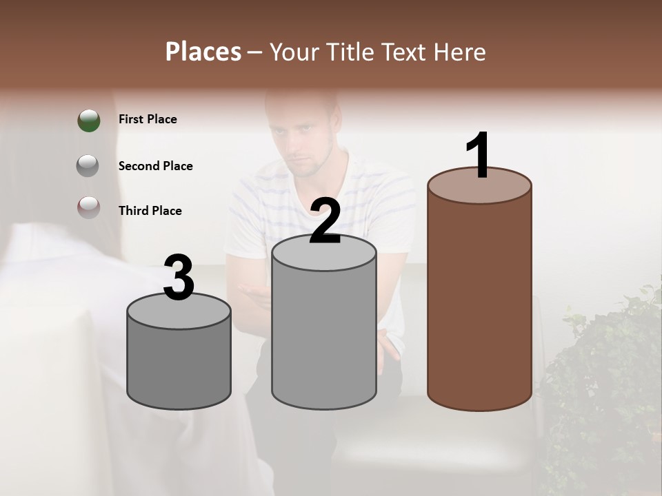 A Man Sitting On A Couch Talking To A Woman PowerPoint Template