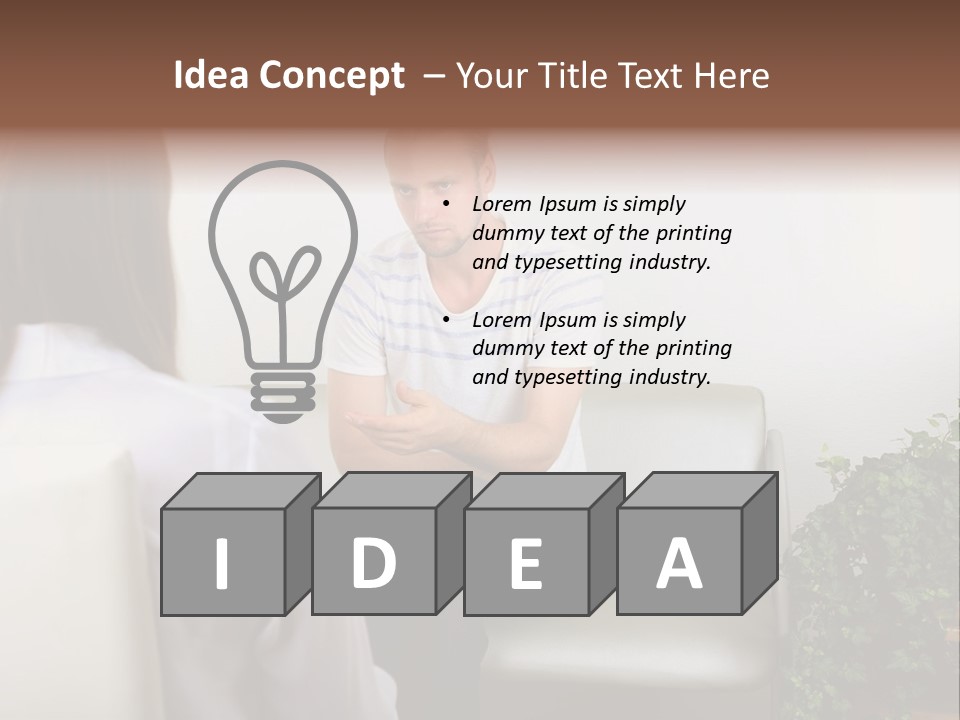 A Man Sitting On A Couch Talking To A Woman PowerPoint Template