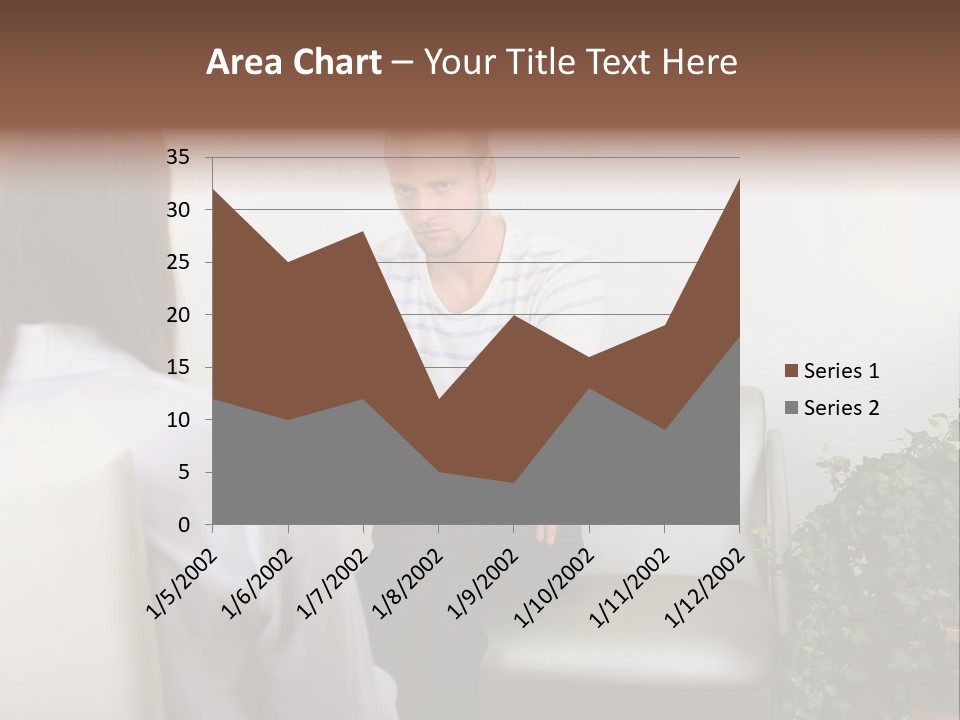 A Man Sitting On A Couch Talking To A Woman PowerPoint Template