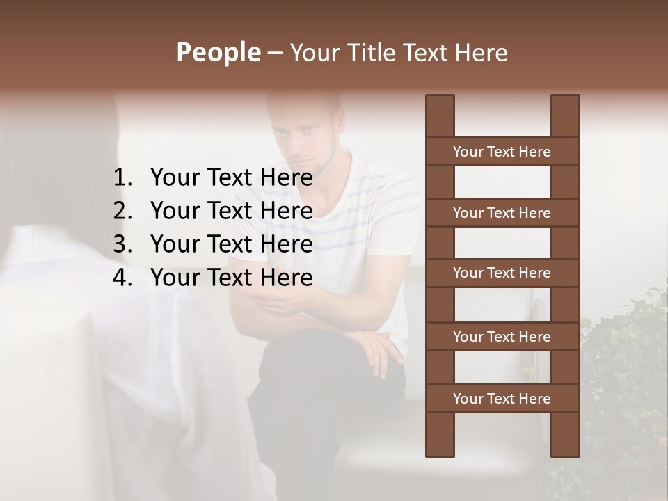 A Man Sitting On A Couch Talking To A Woman PowerPoint Template