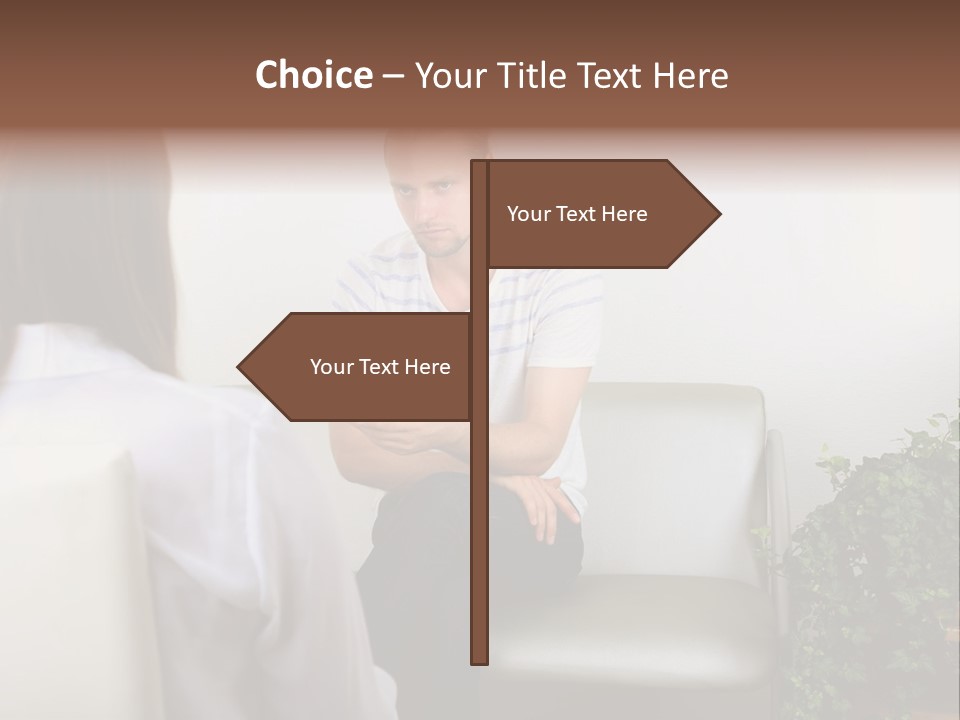 A Man Sitting On A Couch Talking To A Woman PowerPoint Template