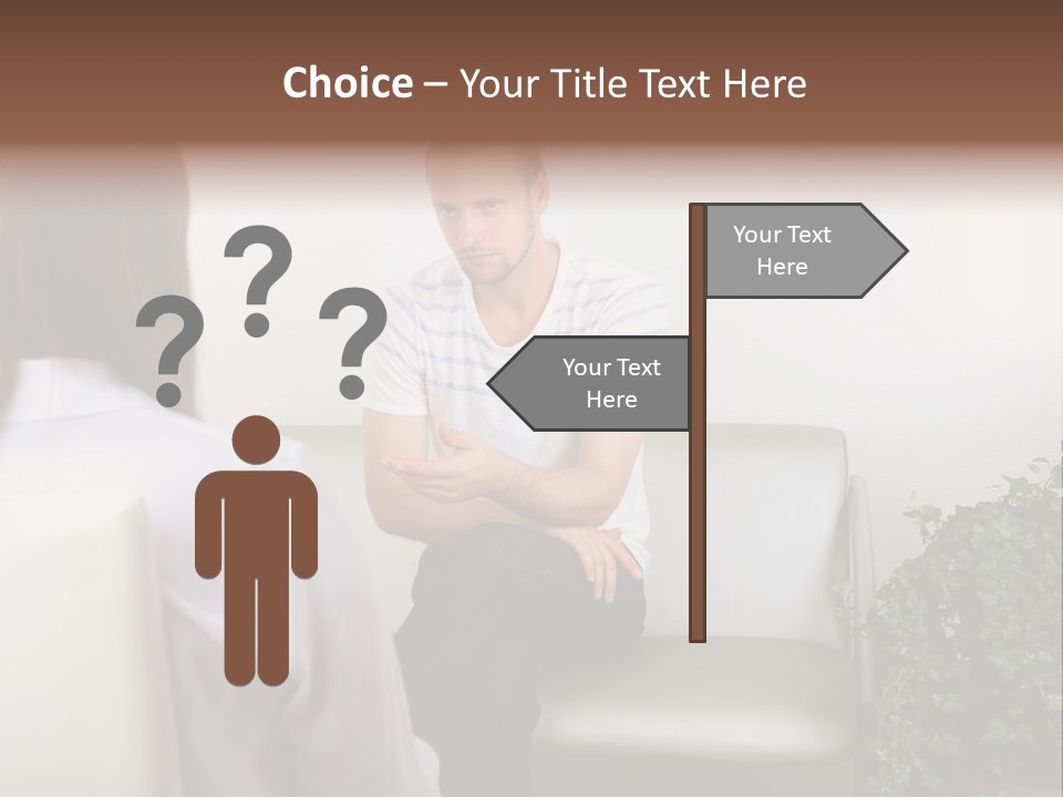 A Man Sitting On A Couch Talking To A Woman PowerPoint Template