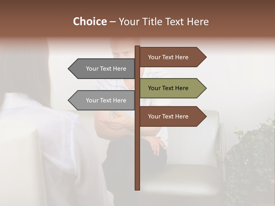 A Man Sitting On A Couch Talking To A Woman PowerPoint Template