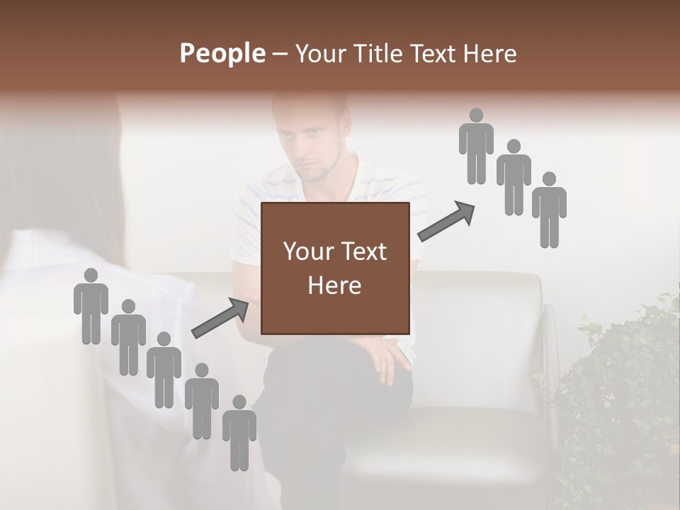 A Man Sitting On A Couch Talking To A Woman PowerPoint Template
