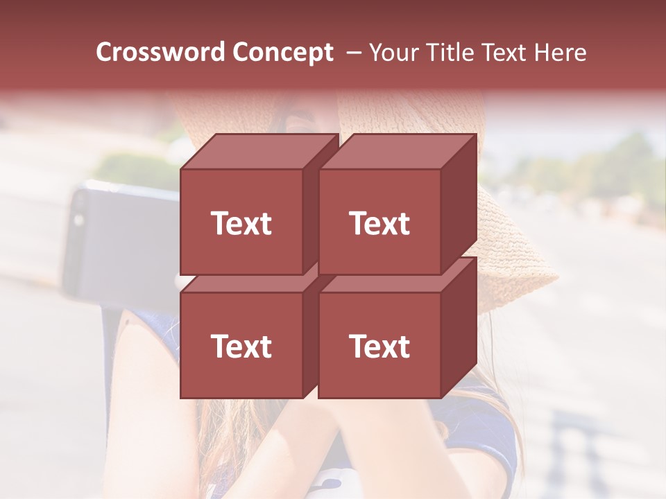 Young Brunette Vacation PowerPoint Template