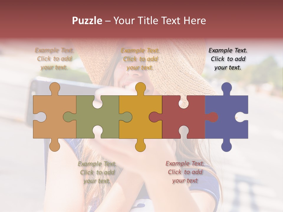 Young Brunette Vacation PowerPoint Template