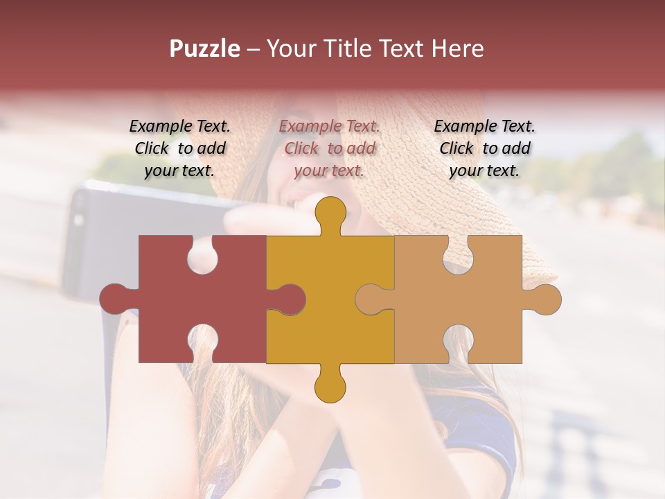 Young Brunette Vacation PowerPoint Template