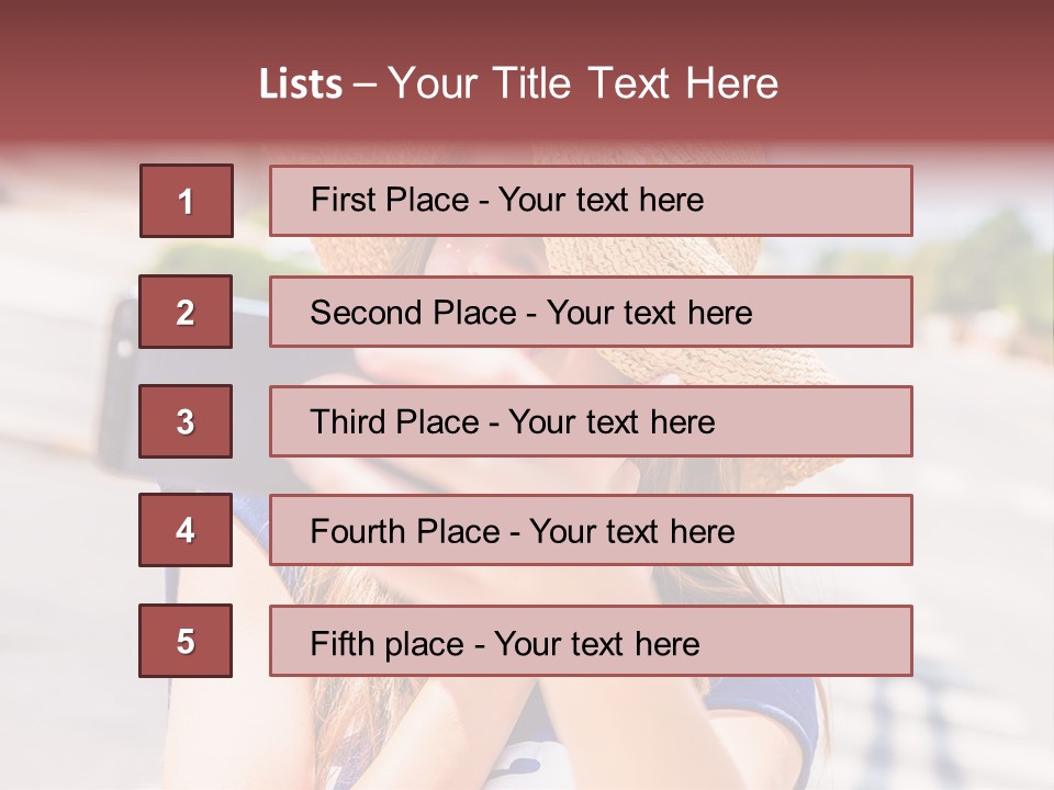 Young Brunette Vacation PowerPoint Template