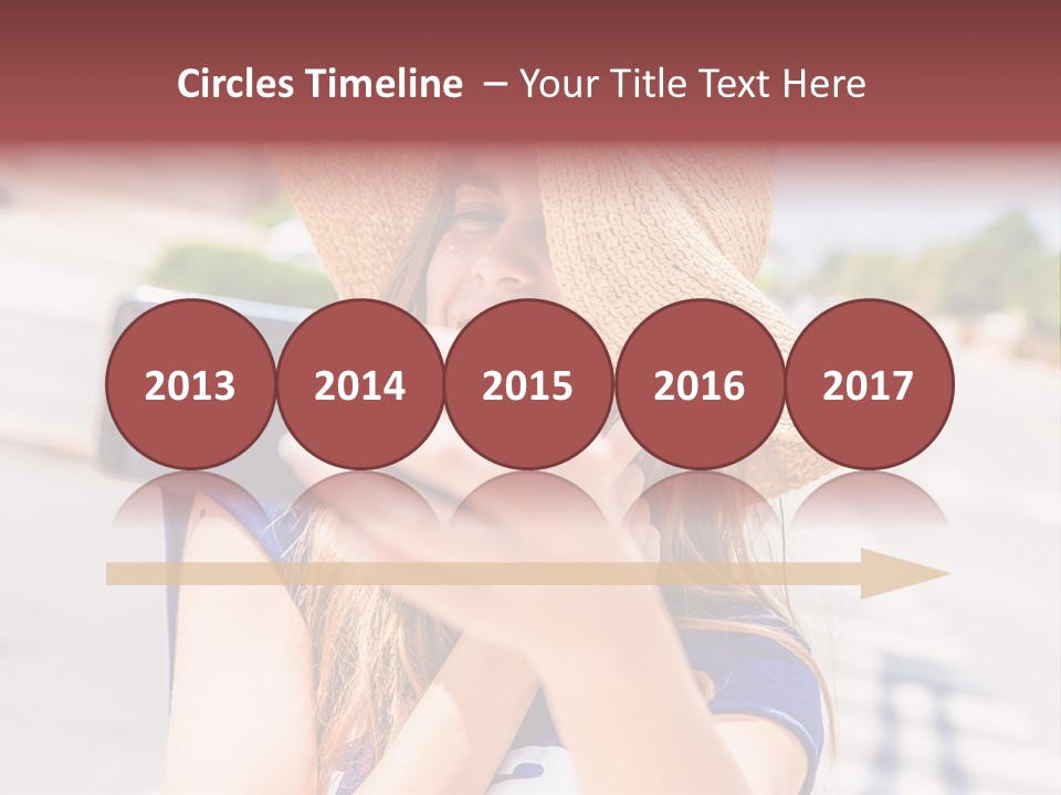 Young Brunette Vacation PowerPoint Template