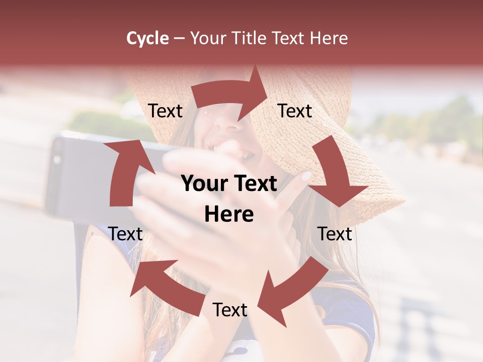 Young Brunette Vacation PowerPoint Template