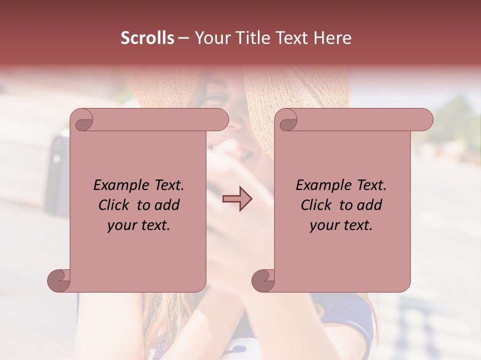 Young Brunette Vacation PowerPoint Template