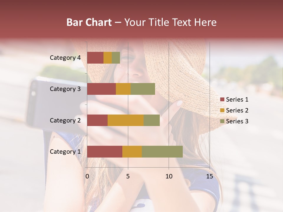 Young Brunette Vacation PowerPoint Template