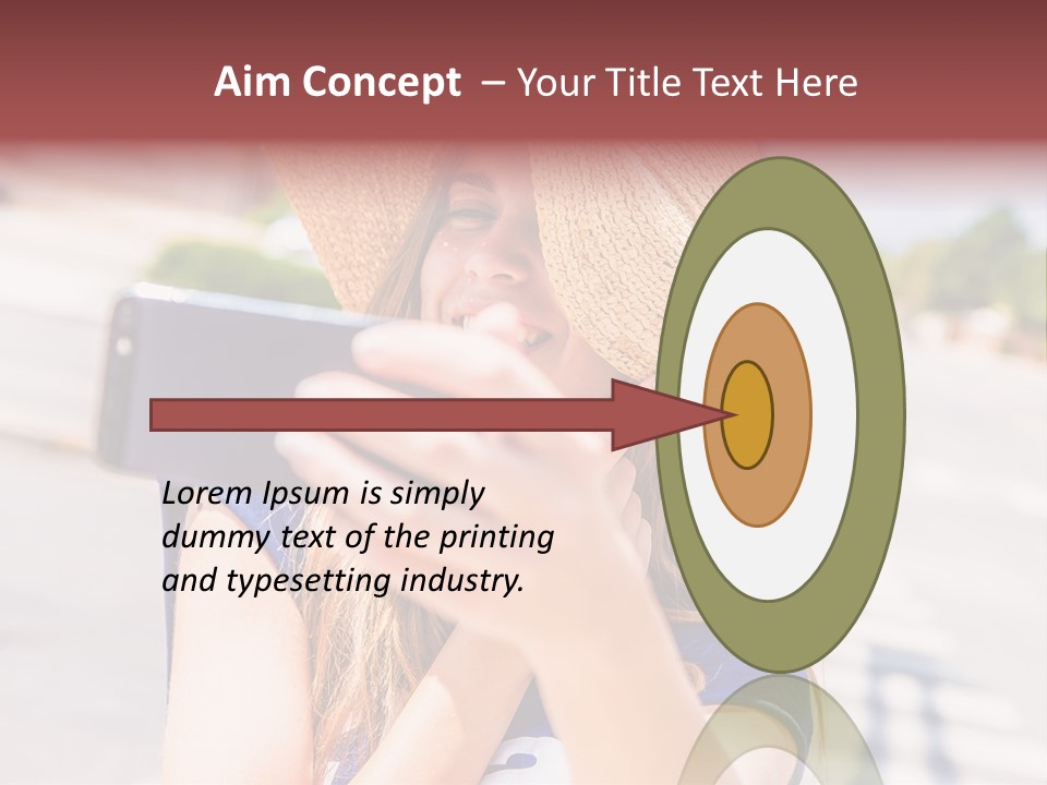 Young Brunette Vacation PowerPoint Template