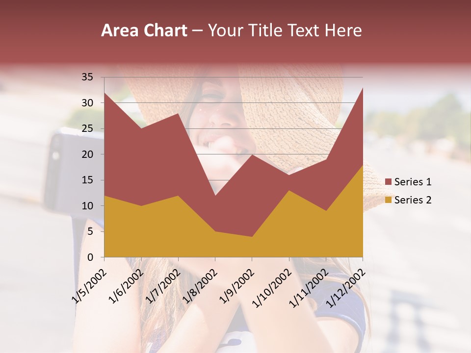 Young Brunette Vacation PowerPoint Template