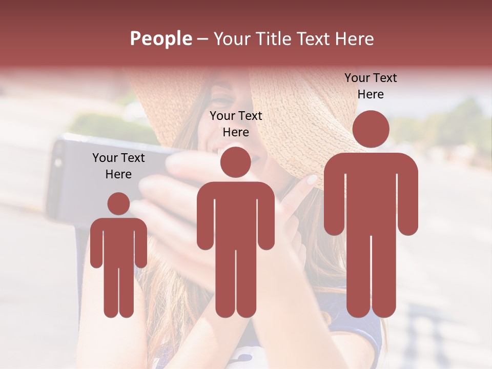 Young Brunette Vacation PowerPoint Template