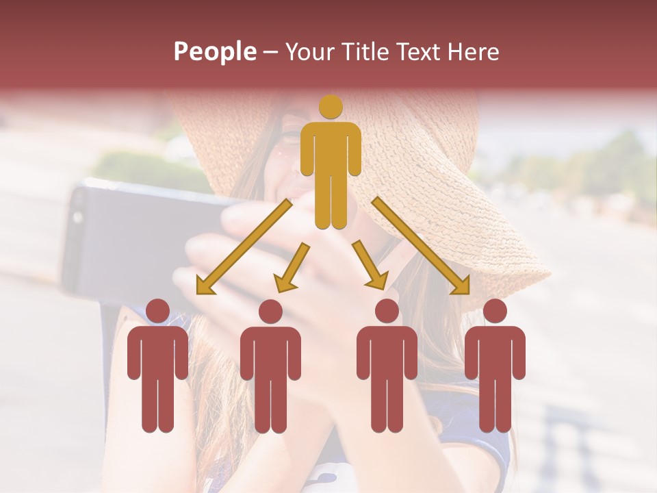 Young Brunette Vacation PowerPoint Template