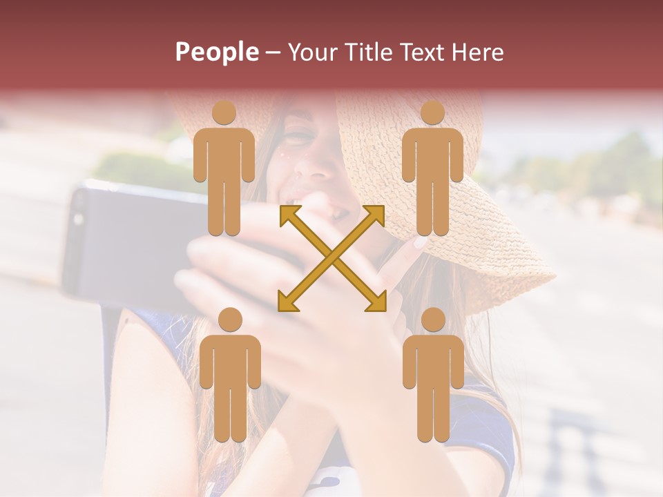 Young Brunette Vacation PowerPoint Template