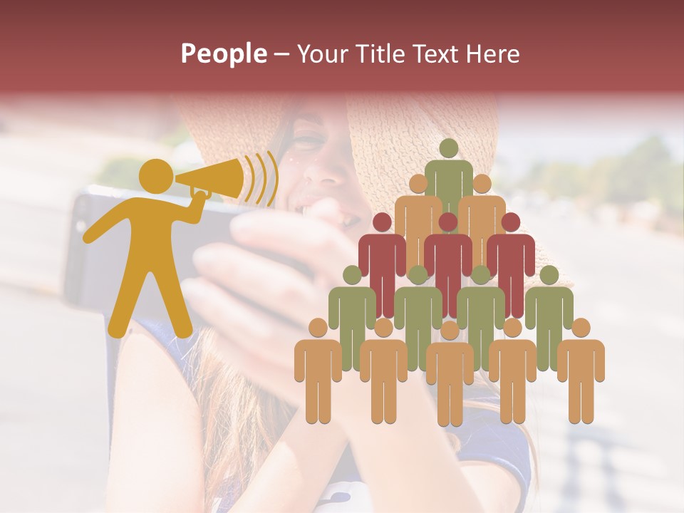 Young Brunette Vacation PowerPoint Template