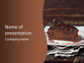 Party Christmas Cake Dark Chocolate Cake PowerPoint Template