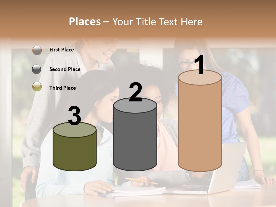 Books People Desk PowerPoint Template