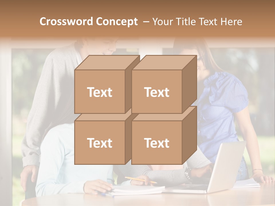 Books People Desk PowerPoint Template