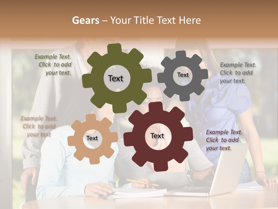 Books People Desk PowerPoint Template