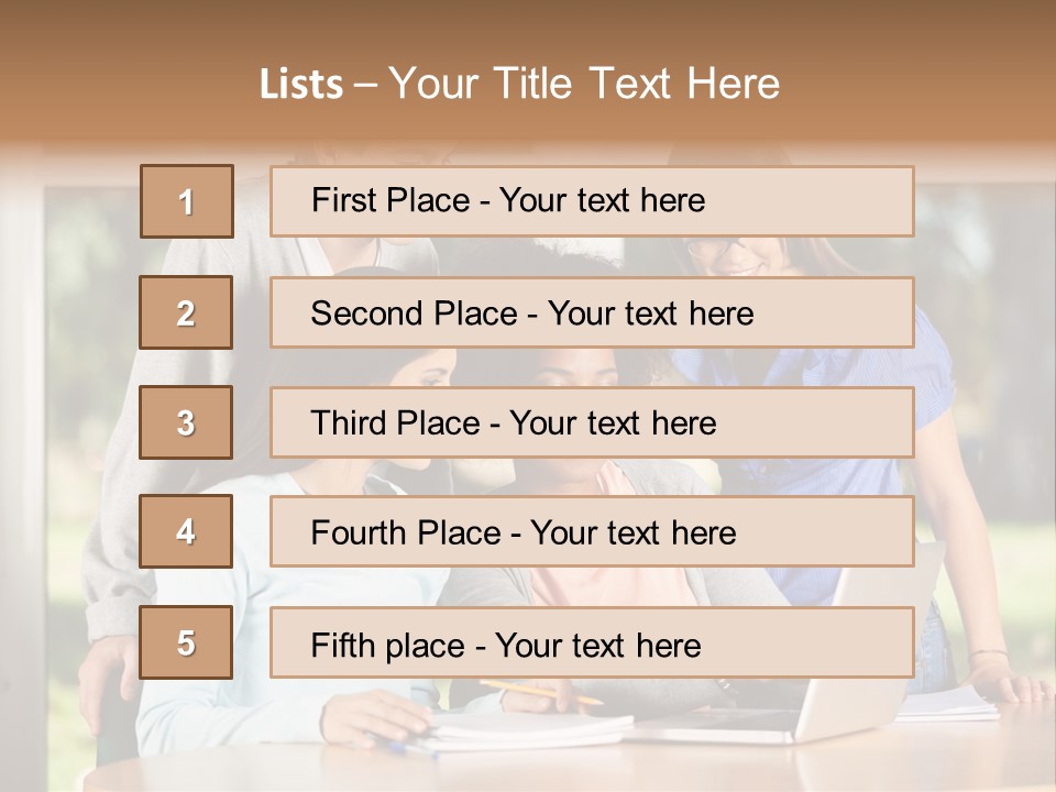 Books People Desk PowerPoint Template