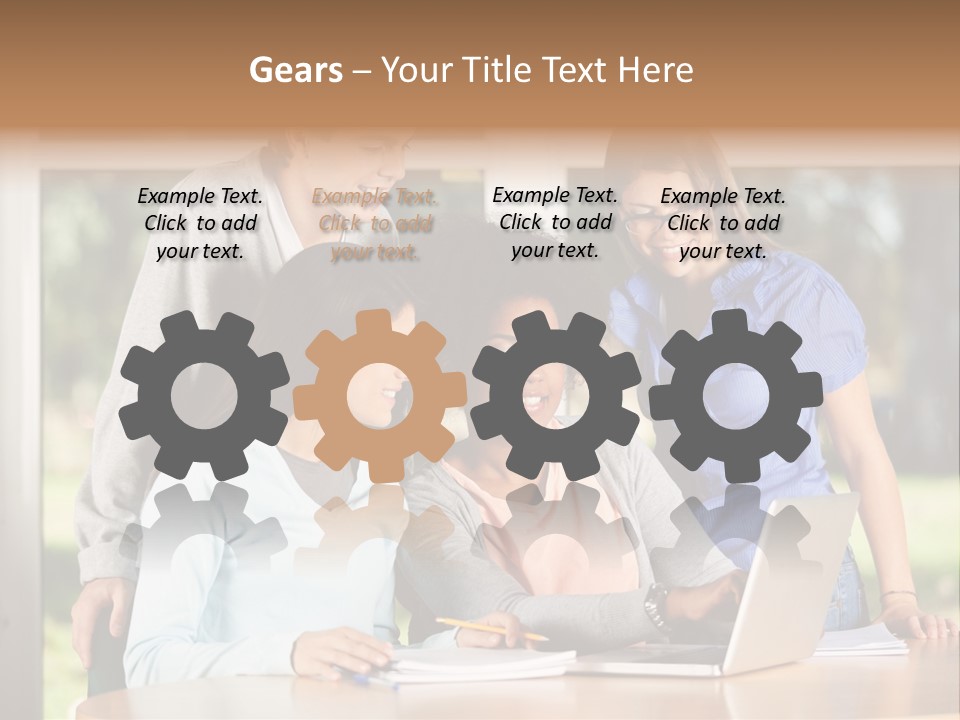 Books People Desk PowerPoint Template
