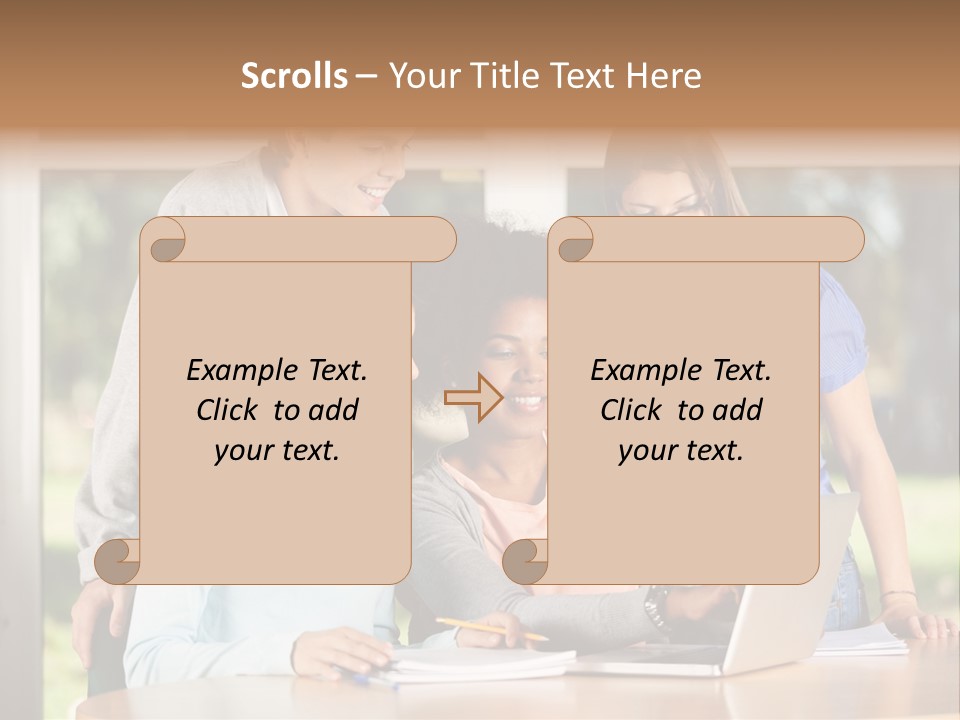 Books People Desk PowerPoint Template