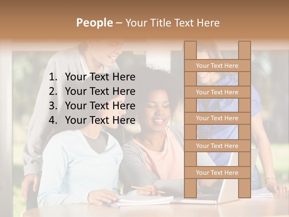 Books People Desk PowerPoint Template