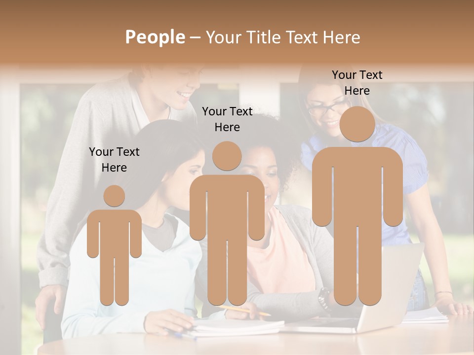 Books People Desk PowerPoint Template