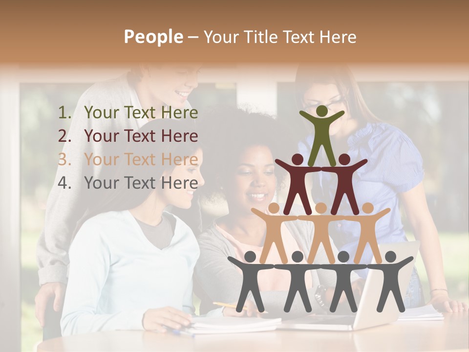 Books People Desk PowerPoint Template