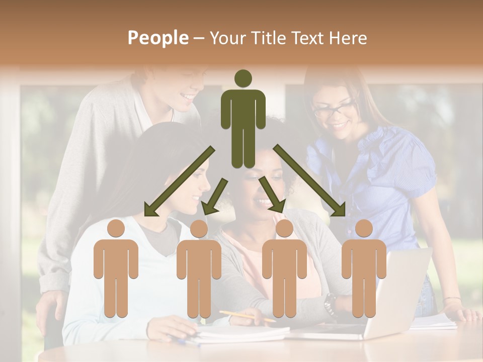 Books People Desk PowerPoint Template