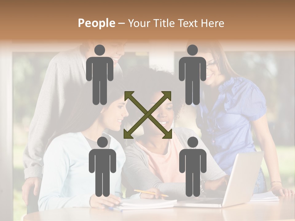Books People Desk PowerPoint Template