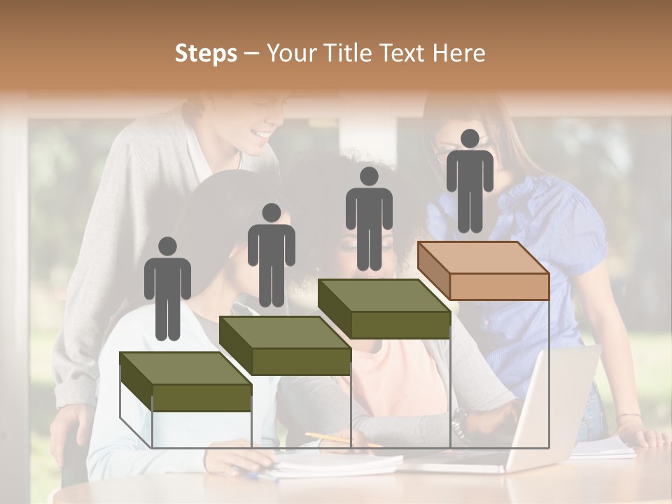 Books People Desk PowerPoint Template